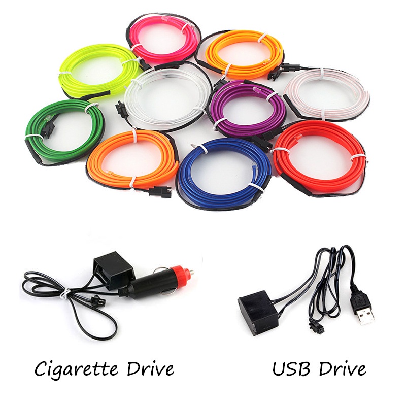 Dải Đèn Led Trang Trí Nội Thất Xe Hơi Linh Hoạt Màu Xanh Dương Đỏ Tím Hồng Tím Cắm Và Chơi