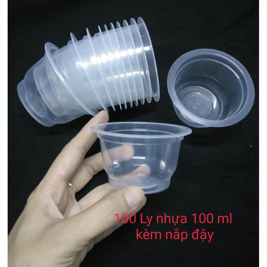 [Mã SR11JUNE5 giảm 20K đơn 50K] 50 Bộ Ly Nhựa Đa Năng Đựng Thức Ăn, Đổ Rau Câu, 65 ml/100ml/120 ml - Kèm Nắp Đậy