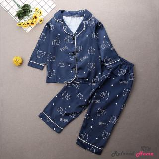 Bộ đồ ngủ pijama dài tay bằng lụa satin thời trang cho bé