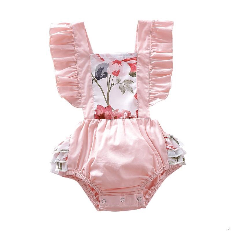 Bộ Áo Liền Quần In Hoa Cho Bé Gái