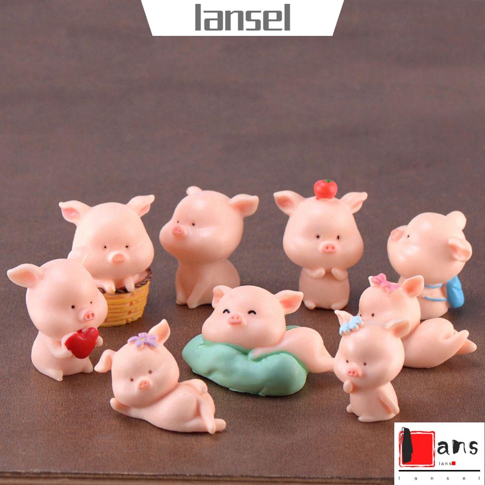Mô hình chú heo mini bằng nhựa resin dễ thương dùng trang trí nhà cửa/ sân vườn độc đáo DIY