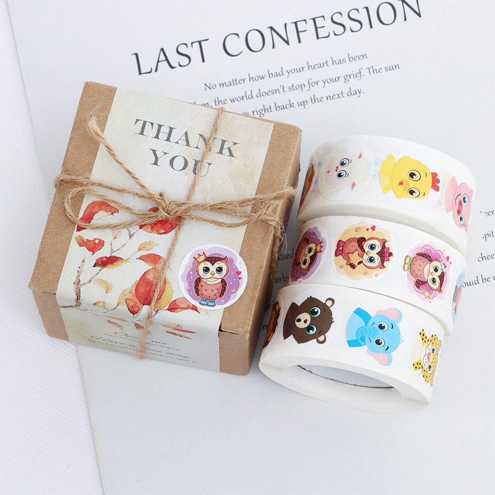 Cuộn nhãn dán hình động vật để dán bưu thiếp bao bì quà tặng trang trí trường học hoặc tặng cho học sinh DIY