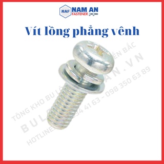 100 con vít lồng phẳng vênh inox 304 m5x10, m5x12 mm, ốc vít inox, vít liền phẳng vênh inox 304