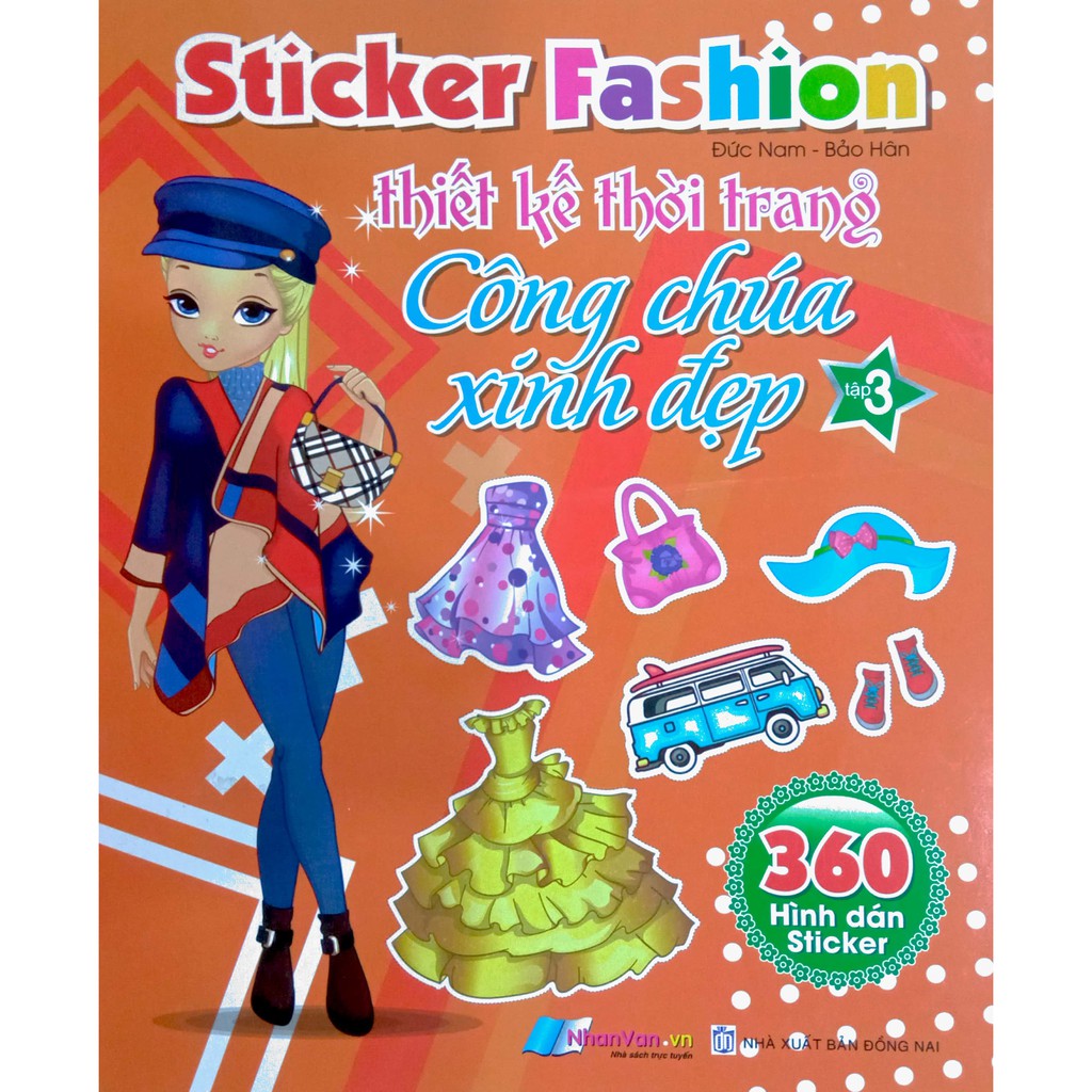 Sách - 360 Hình dán Sticker - Thiết kế thời trang Công Chúa Xinh Đẹp
