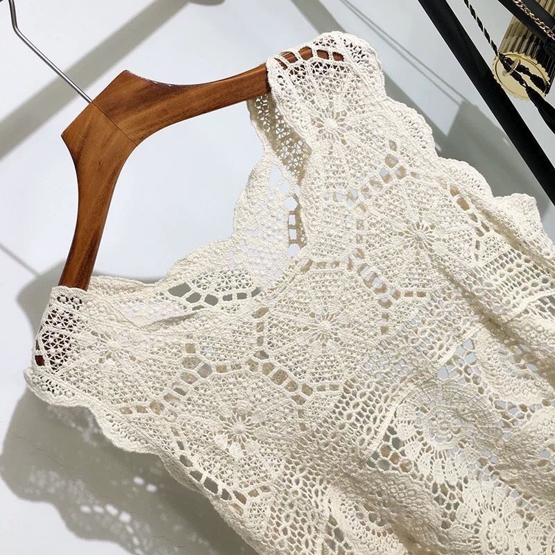 [LININ] Áo Cotton Dệt Kim Lửng Dáng Rộng Ngắn Lưng Phong Cách Retro Cho Nữ