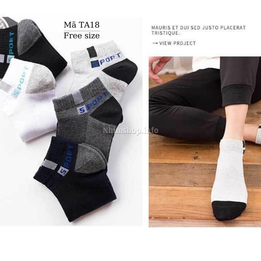 Tất nam Sport cổ cao cotton co giãn thoáng khí kháng khuẩn mang mùa hè đi làm chạybộ thời trang phong cách Hàn Quốc TA18