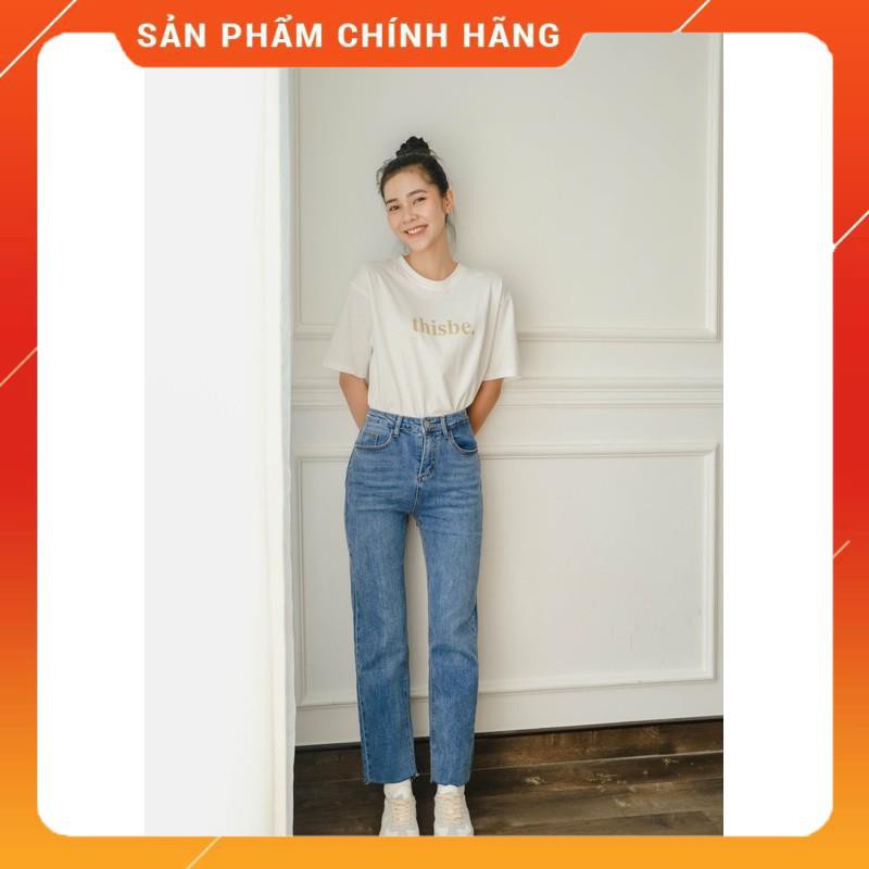 quần jeans ống suôn LEN clothing cắt lai form trơn 7909 -pc1