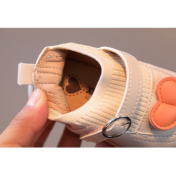 Giày cổ chun gắn nơ Tim siêu mềm cho bé gái [Mẫu Mới]