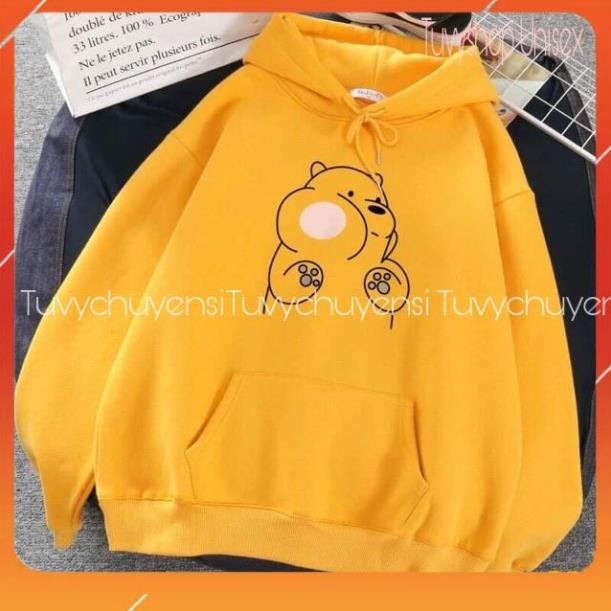 Hoodie nữ TUVYSHOP Áo hoodie gấu má phính nỉ cotton trần bông dày ấm nhiều màu