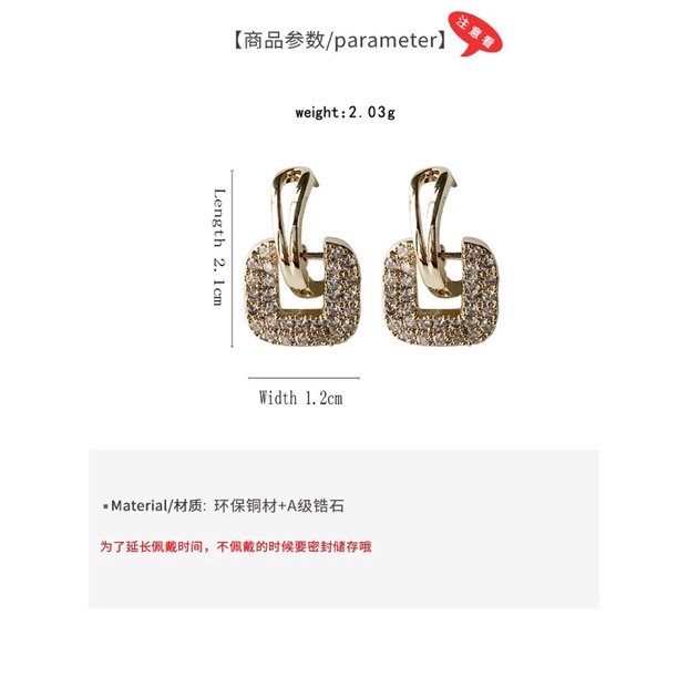 Bông tai nữ đính đá lấp lánh phong cách Hàn Quốc