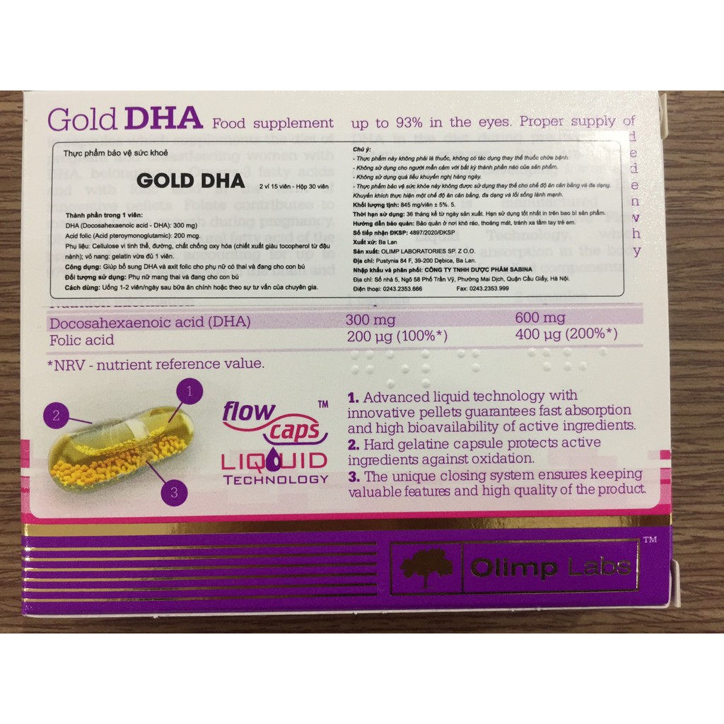 Gold DHA bổ sung acid folic và dha cho phụ nữ có thai , cho con bú