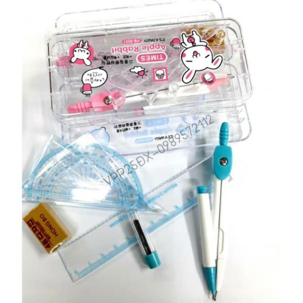 (hộp nhựa) Bộ eke - thước kẻ - compa 9001