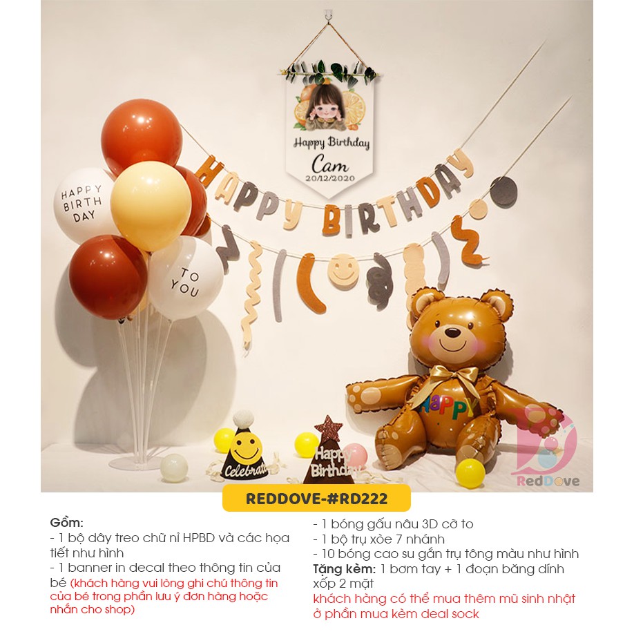 Set trang trí sinh nhật đơn giản kiểu Hàn Quốc cho bé RCB004