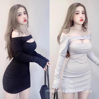 Đầm body dài tay trễ vai khoét ngực hit hot