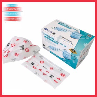 [LV] KHẨU TRANG Y TẾ HANA HOẠ TIẾT LV CAO CẤP 1 hộp 50 cái 4 lớp