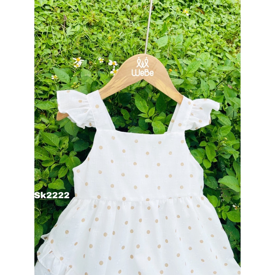 VNXK-VÁY WEBE TRẮNG CHẤM BI CÁNH TIÊN CHO BÉ GÁI  -MÃ ĐBG01