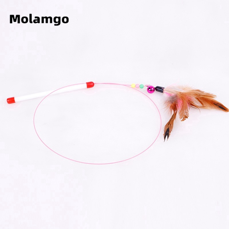 MOLAMGO Gậy đồ chơi gắn lông vũ đồ chơi dễ thương cho mèo