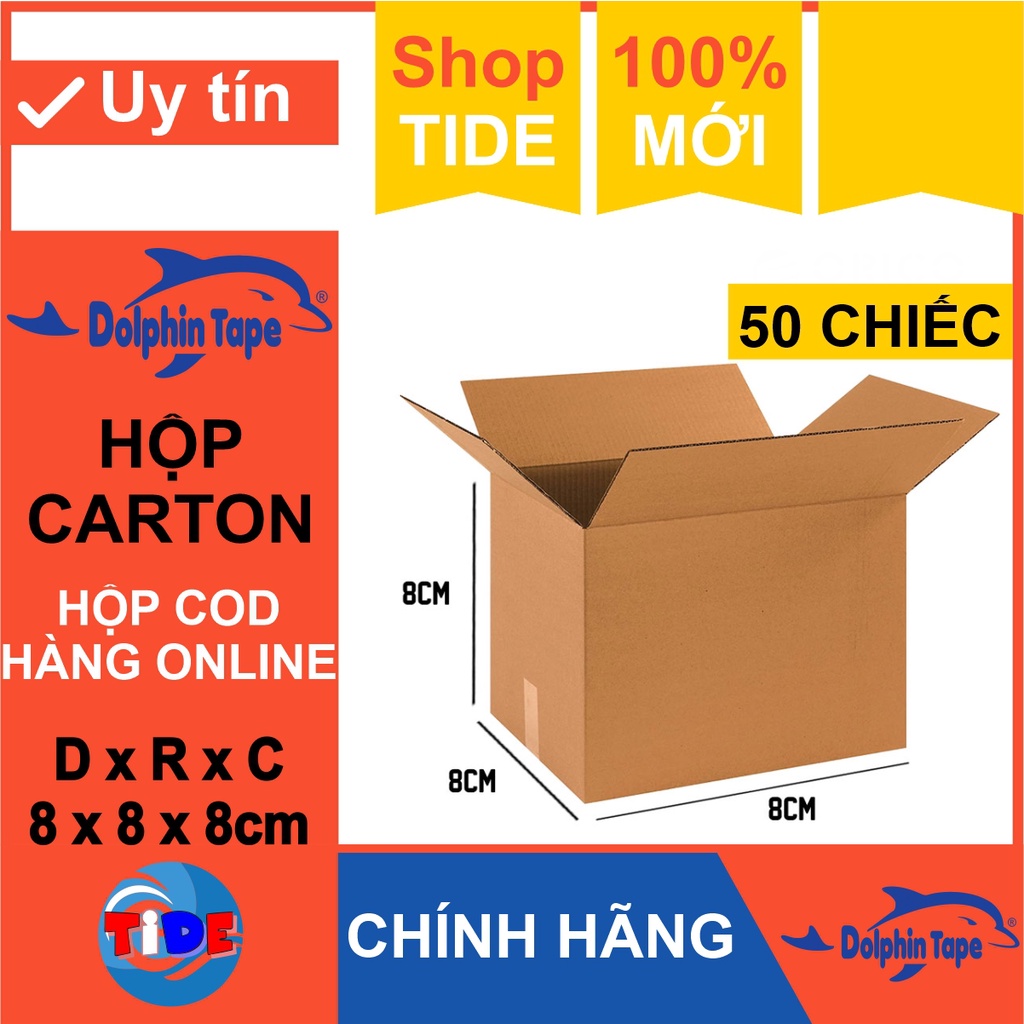 Hộp carton (50 chiếc kích thước 8cm x 8cm x 8cm) – Dùng trong công tác đóng hàng hỗ trợ vận chuyển – Hộp COD