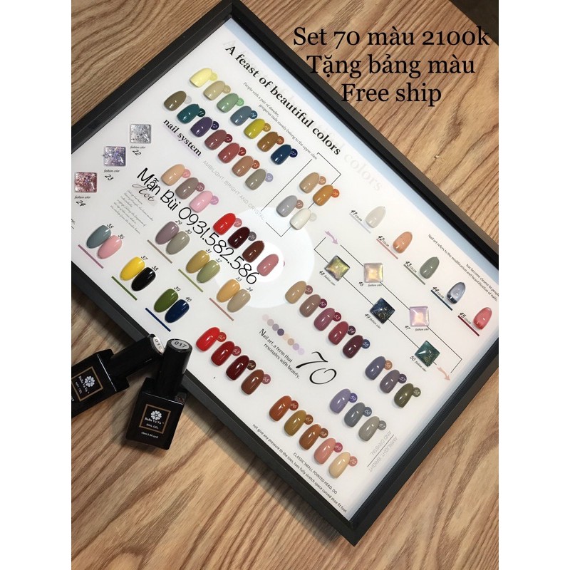 set sơn mỹ 70 chai cao cấp- tặng kèm bảng màu