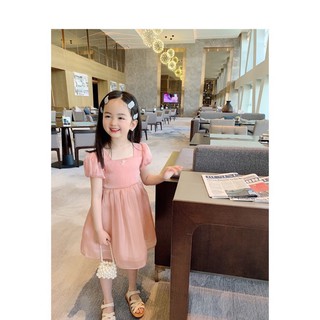 Bg582 - váy hồng tơ 2 lớp bé gái