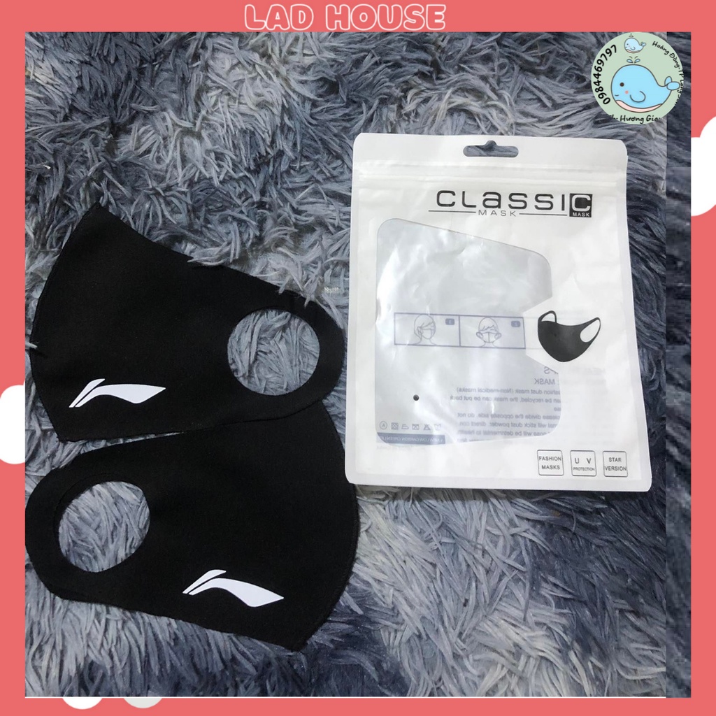 Khẩu trang vải Li-Ning Originals Unisex vải cao cấp kháng khuẩn 2 lớp tái sử dụng Freesize
