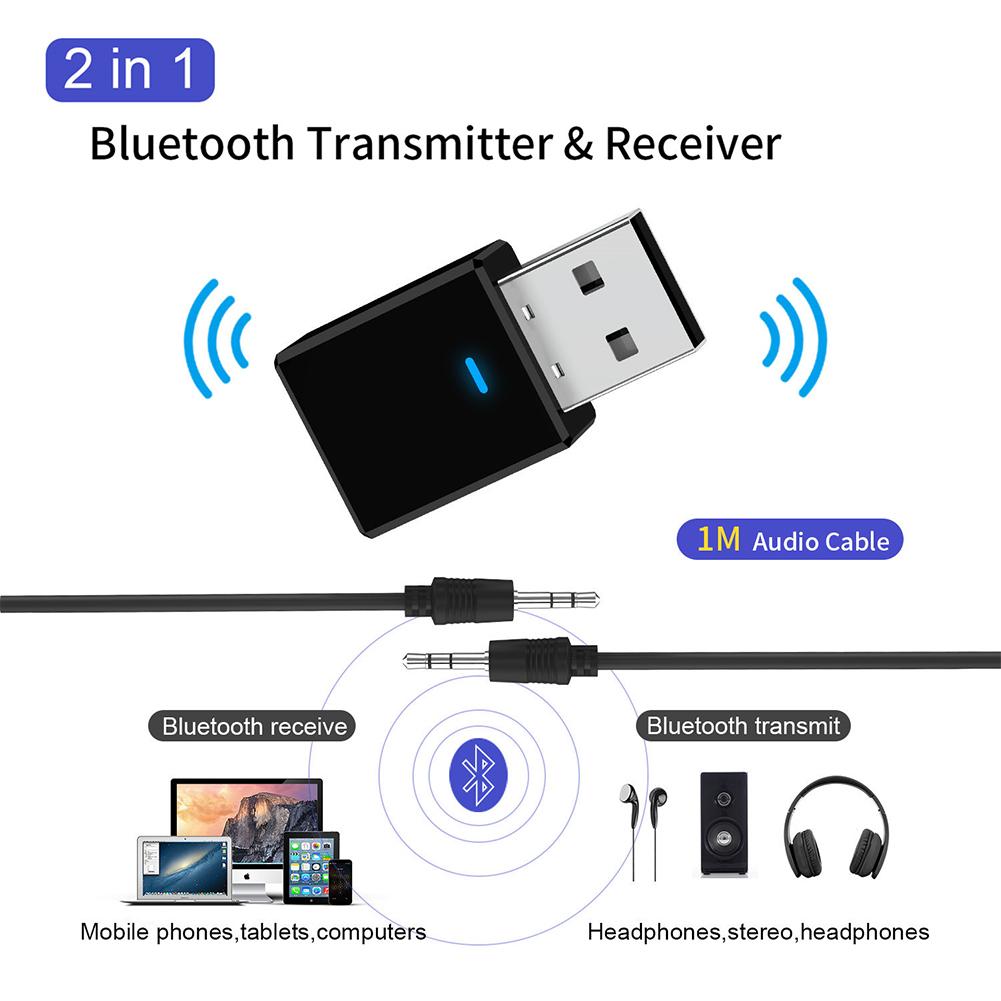 Bộ thu Bluetooth 2 trong 1 USB Đầu ra kép Âm thanh AUX Bộ phát nhạc miễn phí