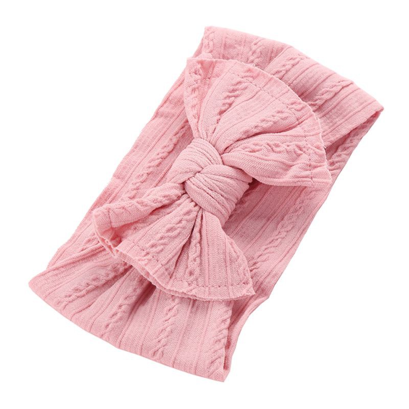 Băng đô chất liệu vải len phối nơ màu trơn dễ thương dành cho bé