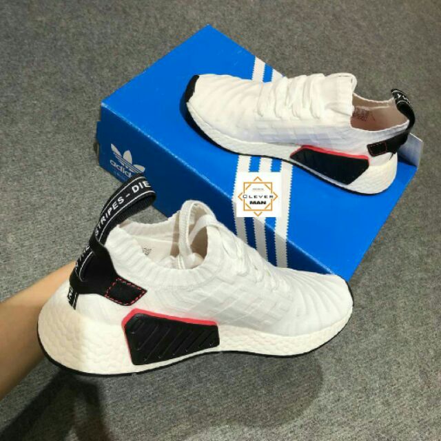 (CÓ SẴN)  GIÀY thể thao NMD R2 WHITE/BLACK Trắng gót đen