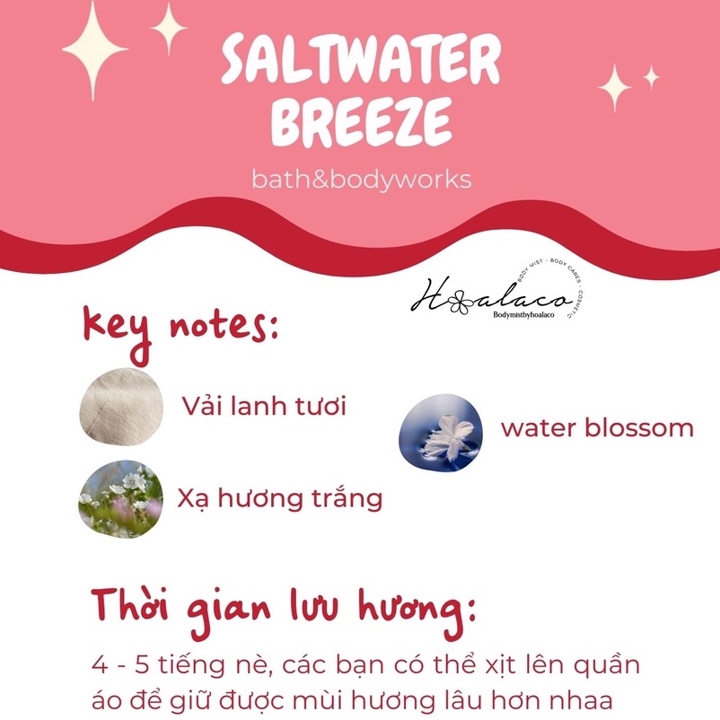 BODY MIST Xịt thơm toàn thân SALTWATER BREEZE Bath body works