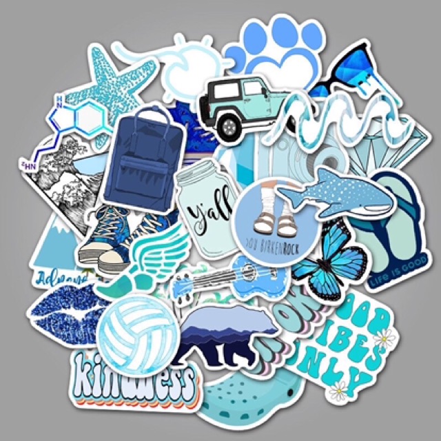 Sticker cute dán màu xanh mint trang trí chống thấm nước