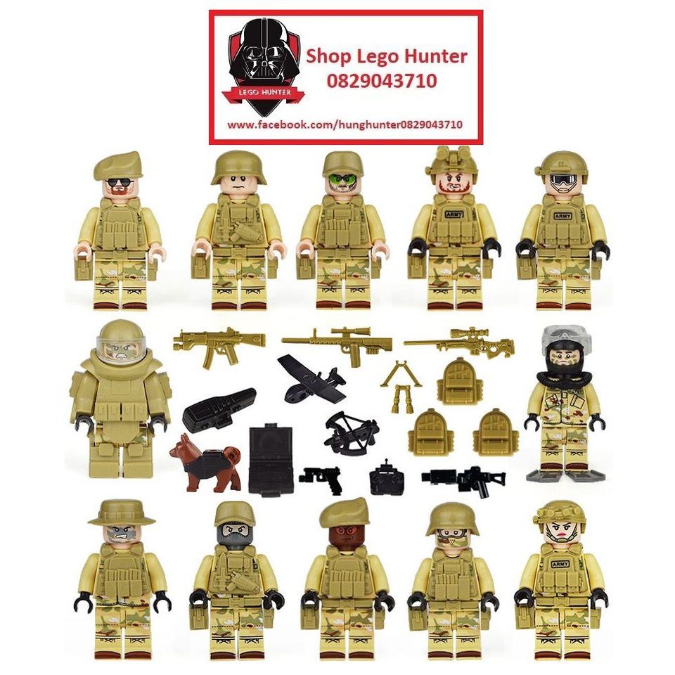 Lego Army Minifigures Lính thủy quân lục chiến Mỹ USMC ( trang phục vàng cát sa mạc ) bán lẻ