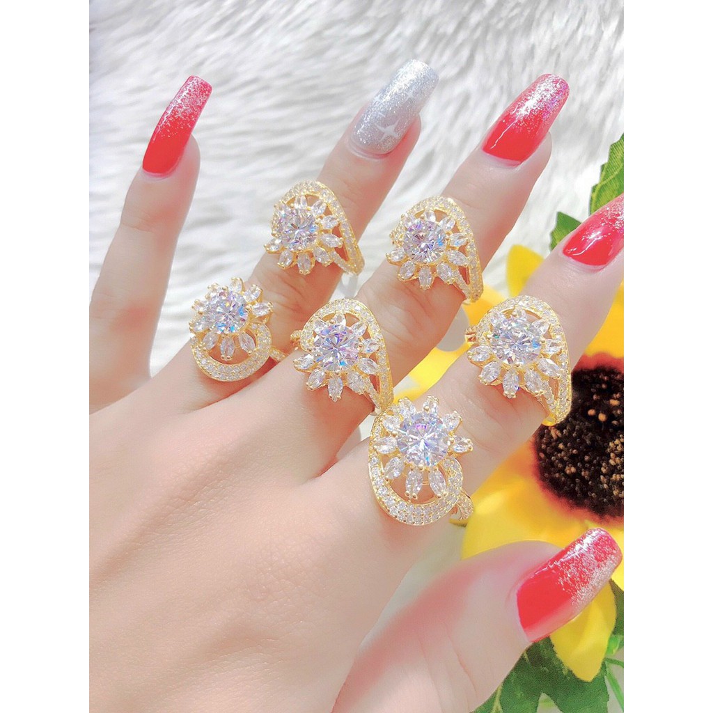 [ Hàng mới 11/2020 ] Nhẫn Nữ Mạ Vàng 18K Thời Trang Đính Xoàn Kiểu Mới 0500811 - Mang đi chơi, đi tiệc đều đẹp