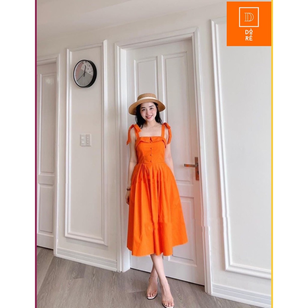 Đầm, váy Midi Dress ZR cúc bọc - 3 màu sắc nét nổi bật, đẹp như 1 giấc mer - Chất liệu thô lụa Hàn mịn mát (DR28)