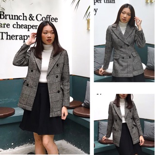Áo blazer dạ kẻ