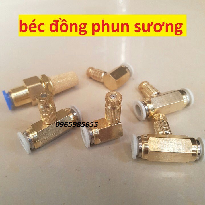 Béc phun sương bằng đồng số 1-2-3-5-6-7-8 kèm Chân nối ống phi 8 ( HÀNG LOẠI 1)