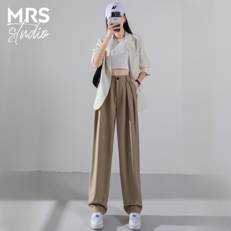 Quần tây nữ ống rộng MRS quần ống rộng nữ 1 cúc tôn dáng có bigsize đi học, đi chơi MRQ010G