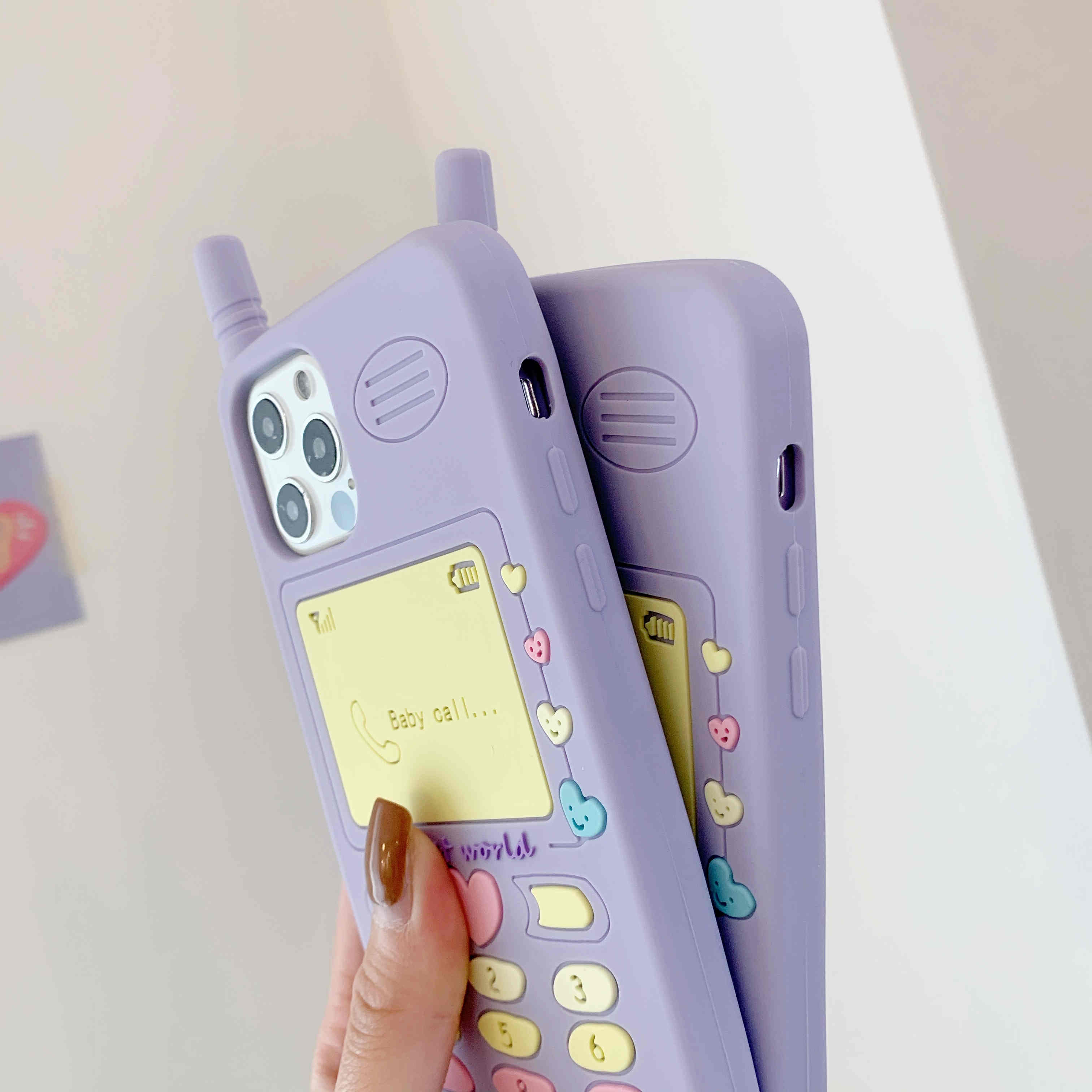 Ốp Điện Thoại Silicon Mềm Hình Baby Call 3d Màu Tím Có Mặt Dây Đeo Cho Iphone 12 Pro Max 11 Pro Xr X Xs Max Se2020 8 7 6s 6 Plus