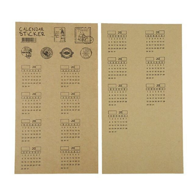 Sticker lịch 12 tháng đánh dấu trang cho sổ planner
