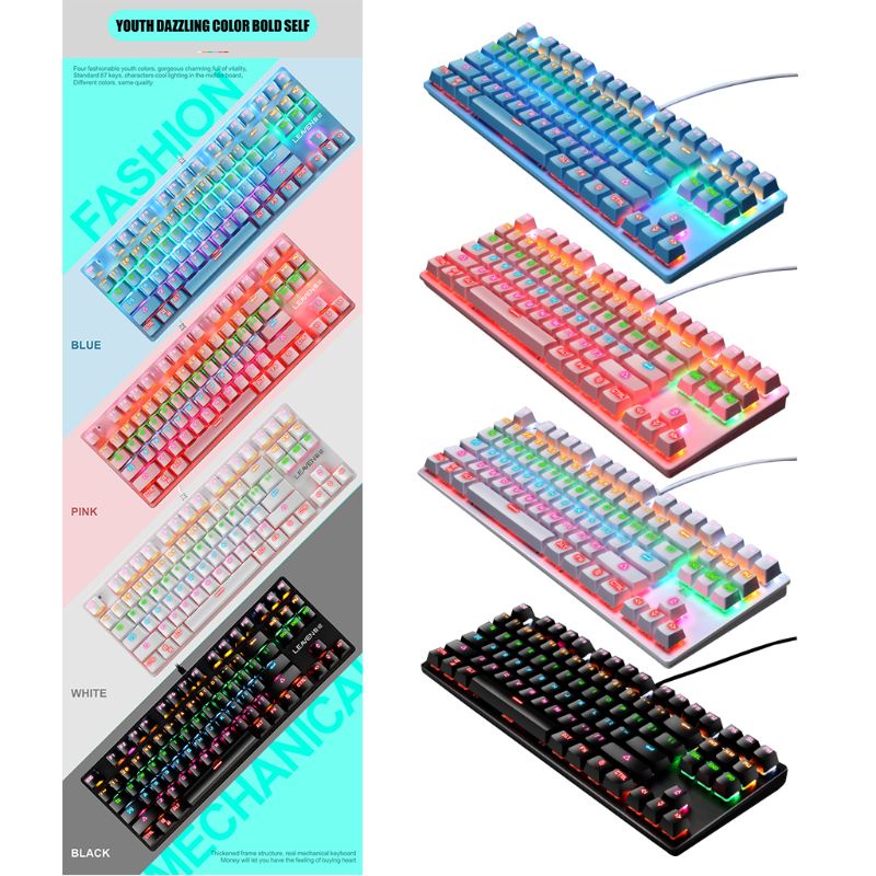 Bàn Phím Cơ IOR K550 87 Phím Có Hiệu Ứng Đèn Nhiều Màu Sắc Cho Windows XP 7 8 10