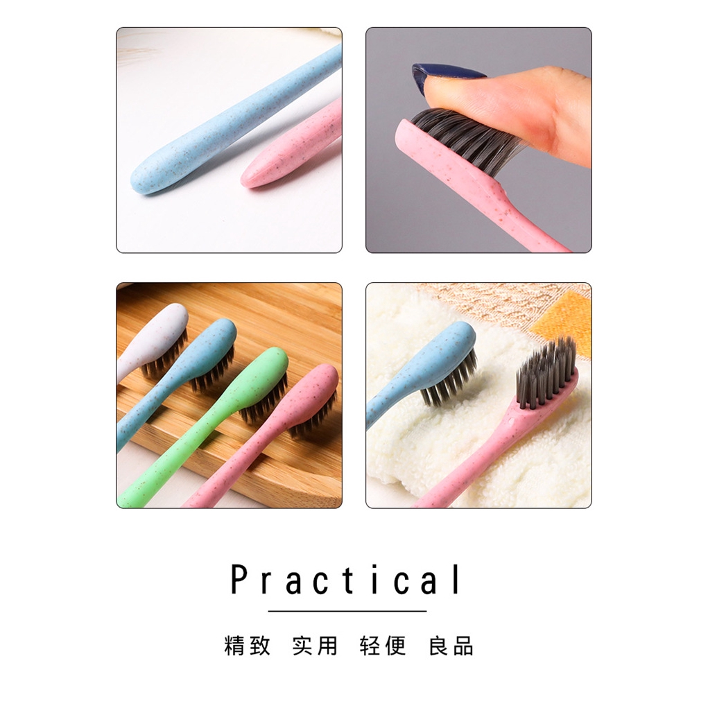 Bàn Chải Đánh Răng Sợi Tre Lông Mềm Thiết Kế Nhỏ Gọn Tiện Dụng