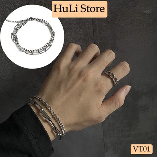 Vòng Tay Thời Trang Hợp Kim HULI Cho Nam Và Nữ Cực Cool Ngầu VT01