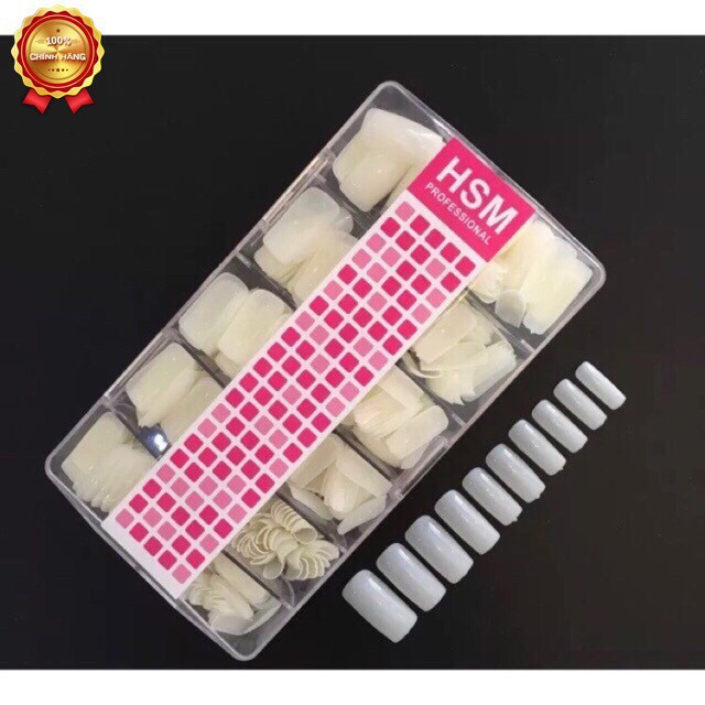 Móng úp HSM 500 chiếc màu trắng tự nhiên đồ nail giá rẻ nail store