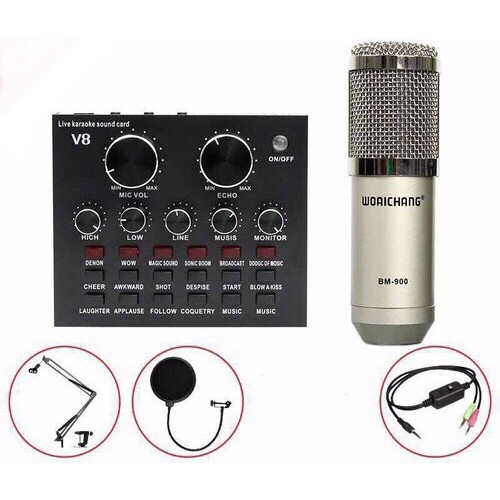 COMBO THU ÂM MIC WOAICHANG BM900 SOUND CARD V8