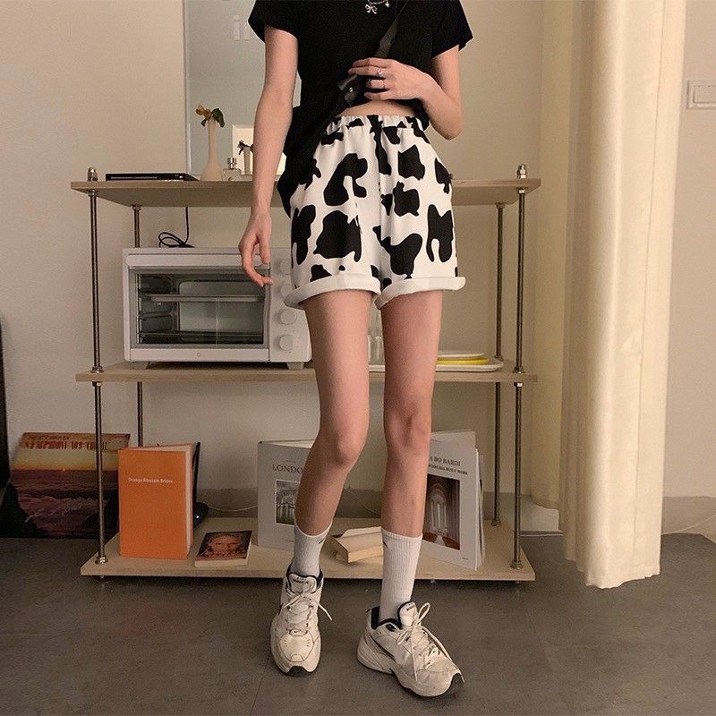 Quần đùi LITTLE COW thun siêu mát - Short in hình bò sữa đen/ trắng cực cool