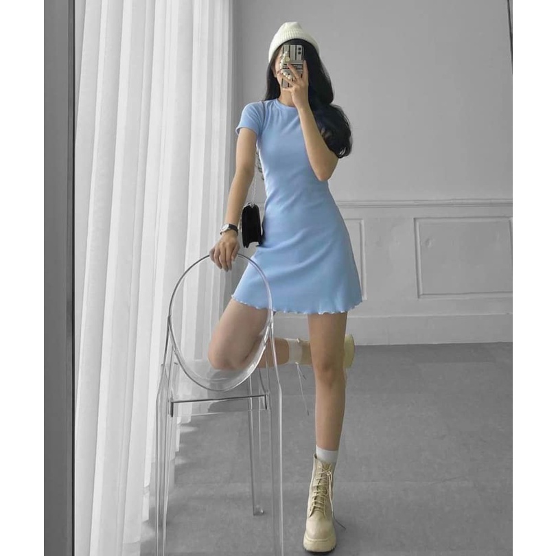 Đầm thun chữ A cuốn biên