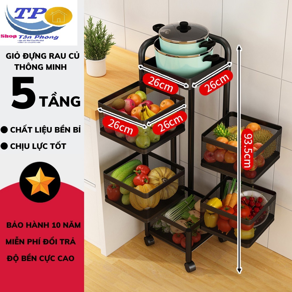 🔥KỆ 5 TẦNG 🔥Kệ Xoay Đa Năng 360 độ kệ Vuông, Kệ Đựng Đồ Thông Minh cao cấp Thép Carbon