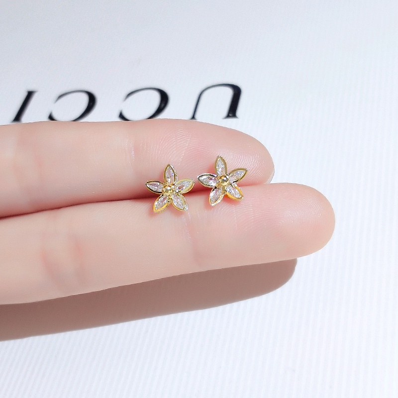 Khuyên tai JIUDUOLAN mạ bạc đính đá zircon nhỏ không gây dị ứng thời trang ngọt ngào tinh tế dành cho nữ