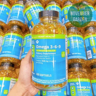 (AIR 6/22 Mỹ mẫu mới) Viên uống Omega 3-6-9 Support Heart Health Member's Mark 325 viên