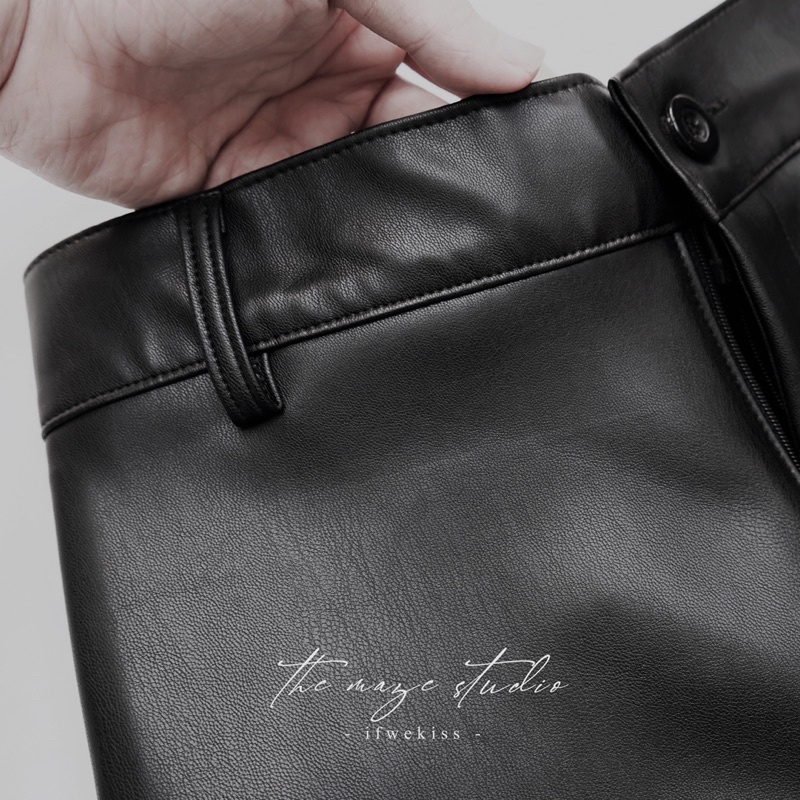 Quần da dáng rộng baggy/trouser THEMAZE