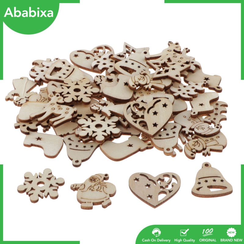 Set 50 Miếng Gỗ Dùng Trang Trí Chủ Đề Giáng Sinh DIY